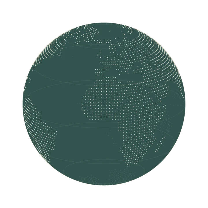 Globe showing the destinations that have models broadcasting live